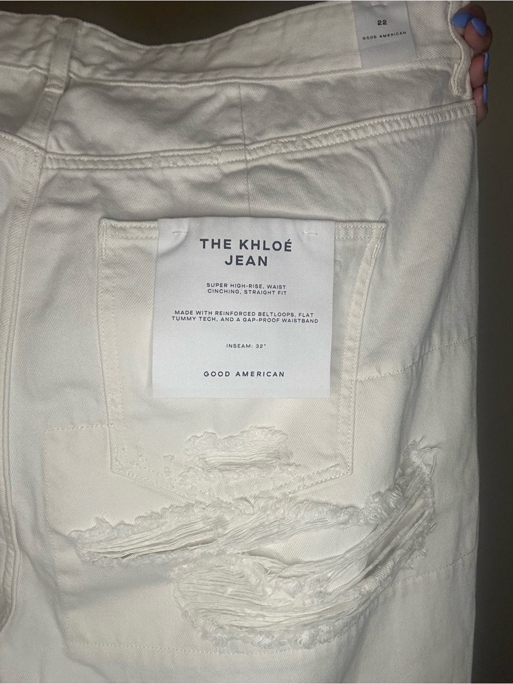 Good American The Khloé Distressed Jeans White Size 22